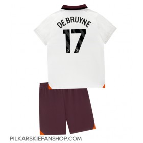 Koszulka piłkarska Manchester City Kevin De Bruyne #17 Strój wyjazdowy dla dzieci 2023-24 tanio Krótki Rękaw (+ Krótkie spodenki)